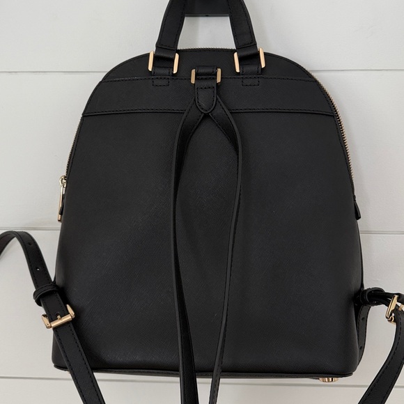 Michael Kors Black Leather Backpack Sleek Minimalist Design - Picture 3 of 10